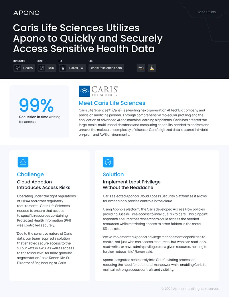 Caris Life Sciences Case Study on Apono Implementation