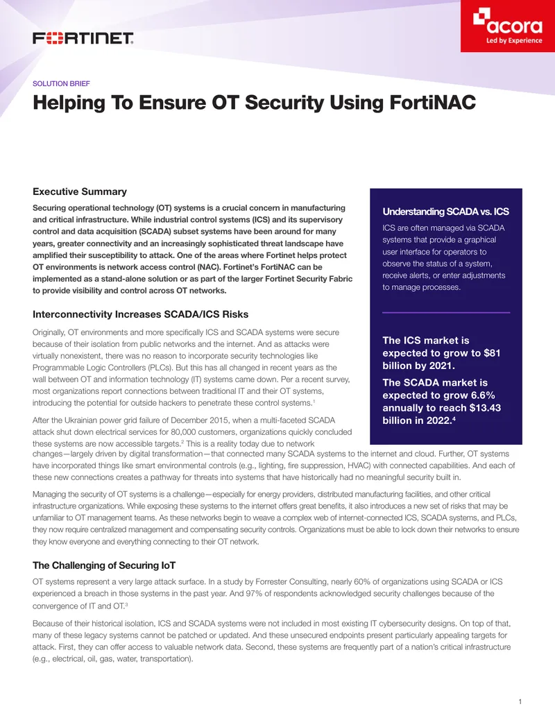Ensuring Operational Technology Security with FortiNAC