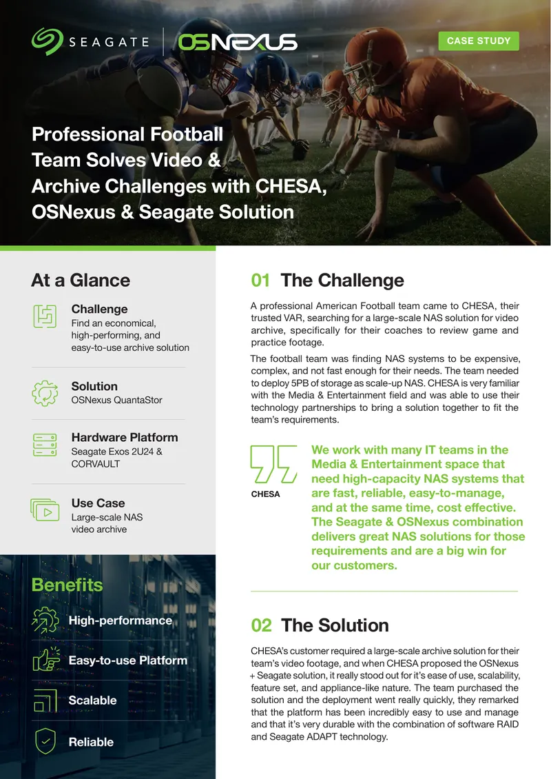 Professional Football Team Video Archive Solution