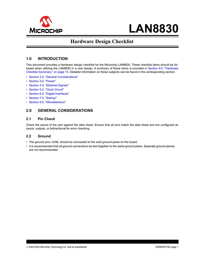 LAN8830 Hardware Design Checklist