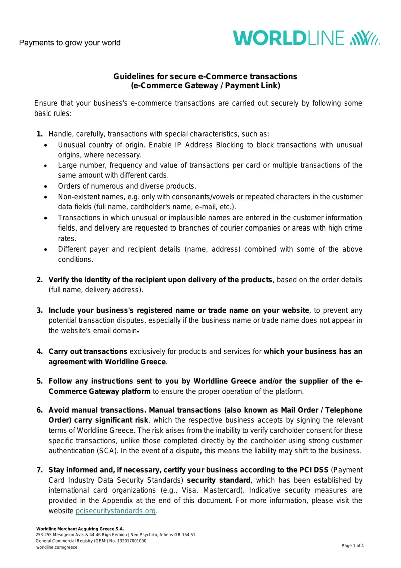 Guidelines for Secure e-Commerce Transactions