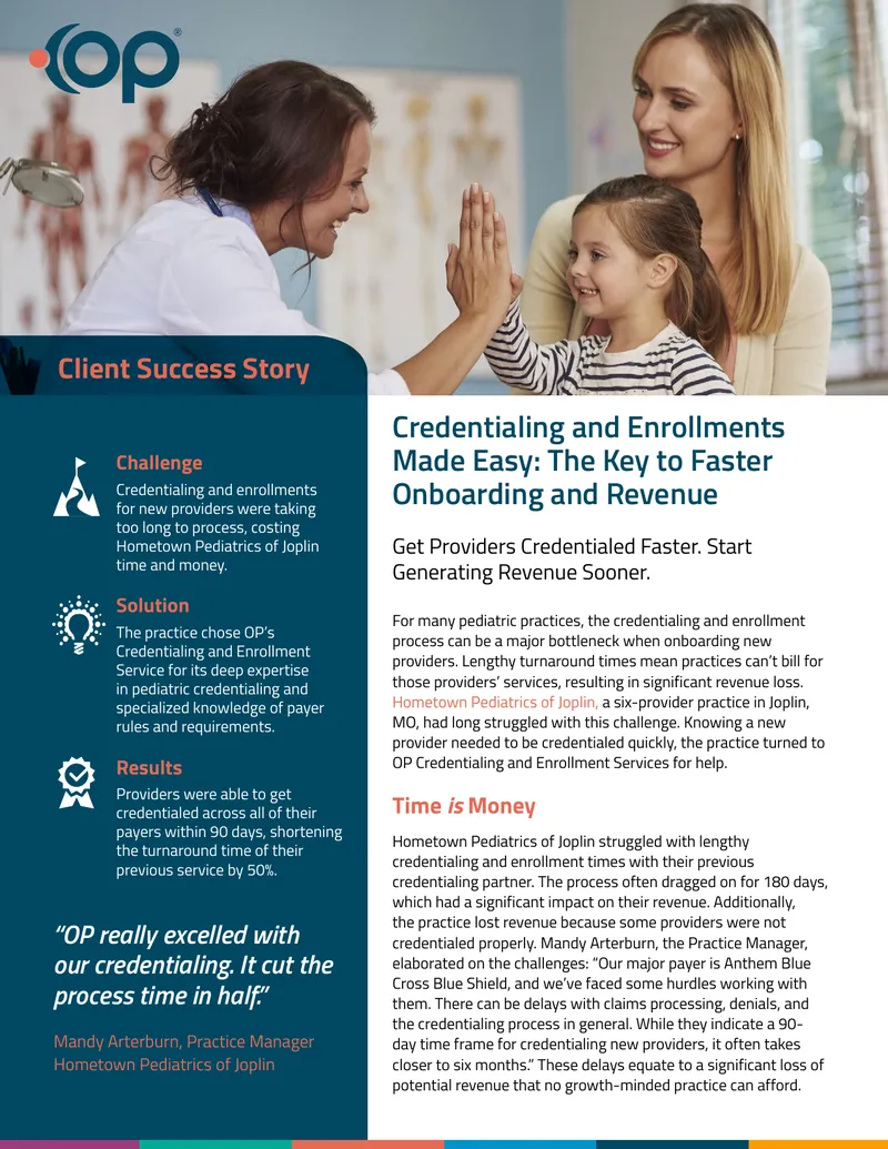 Hometown Pediatrics Credentialing Success Story