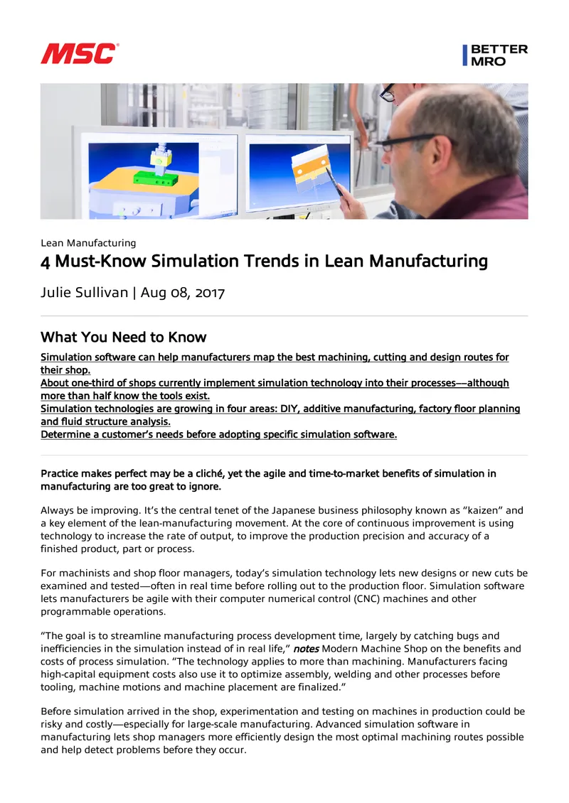 Simulation Trends in Lean Manufacturing