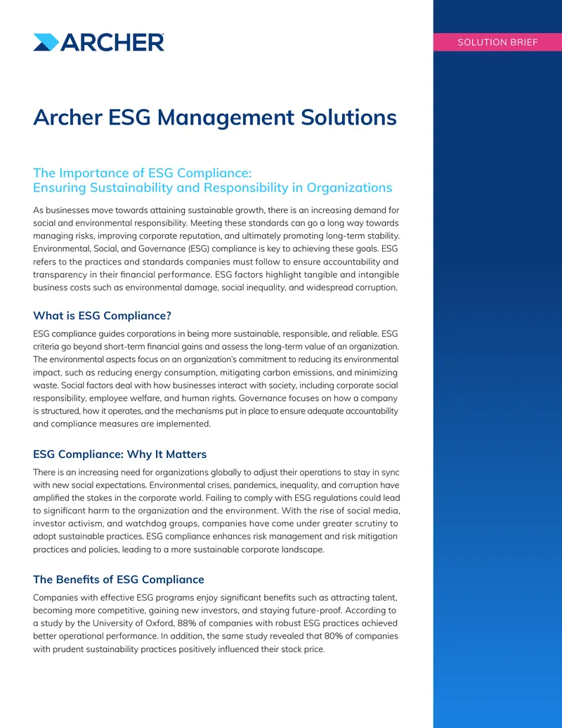 Archer ESG Management Solutions Overview