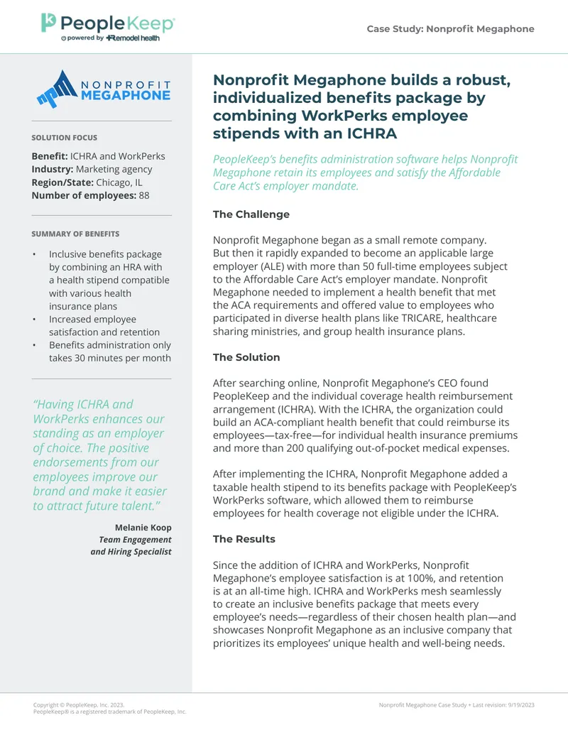 Nonprofit Megaphone Health Benefits Case Study