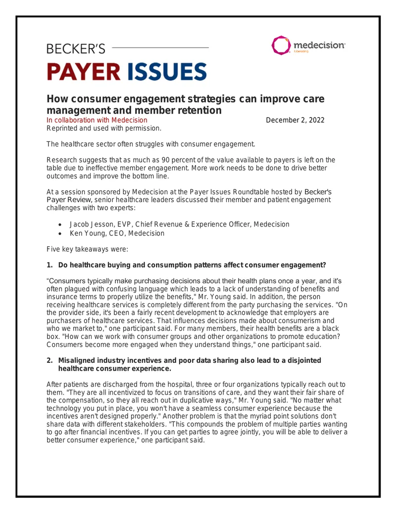 Consumer Engagement Strategies in Healthcare
