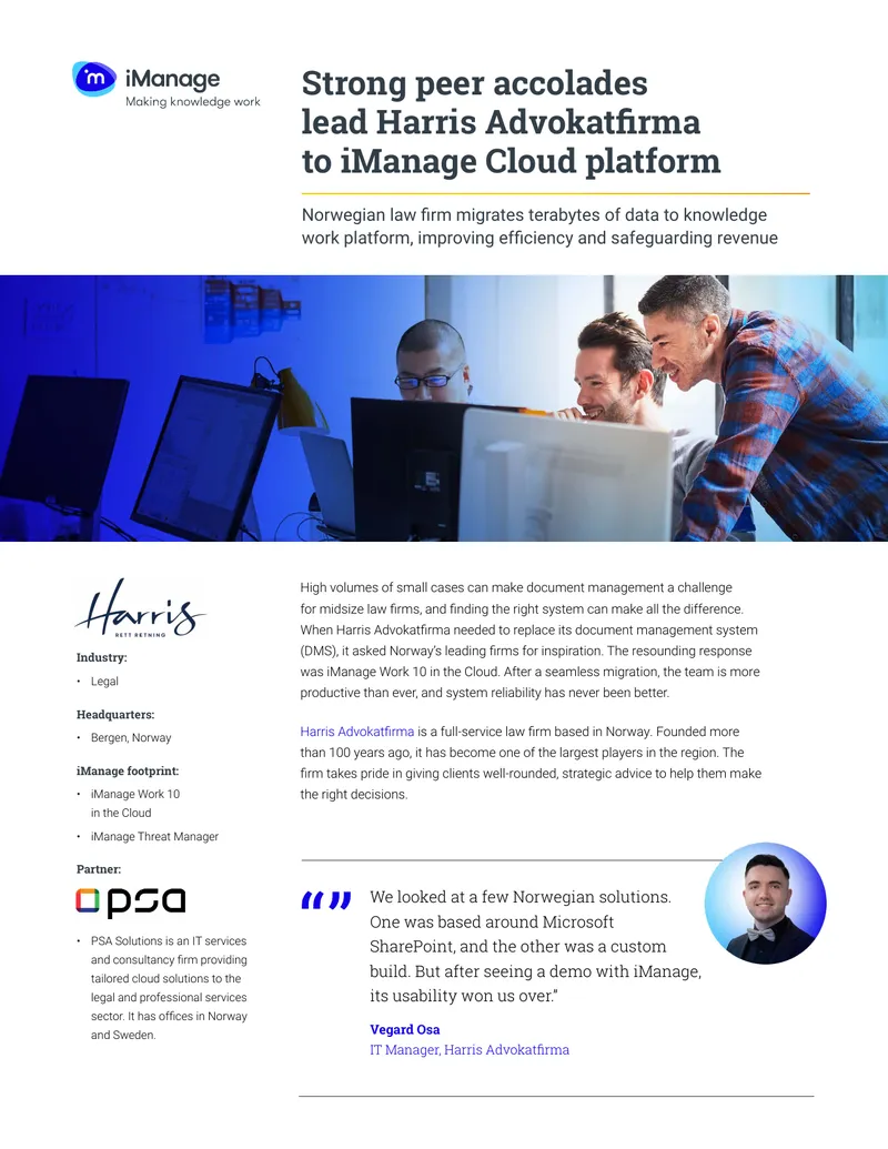 Harris Advokatfirma Cloud Document Management Migration