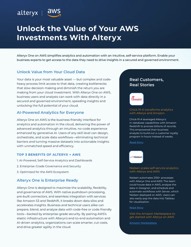 Unlocking Cloud Data Value with Alteryx on AWS
