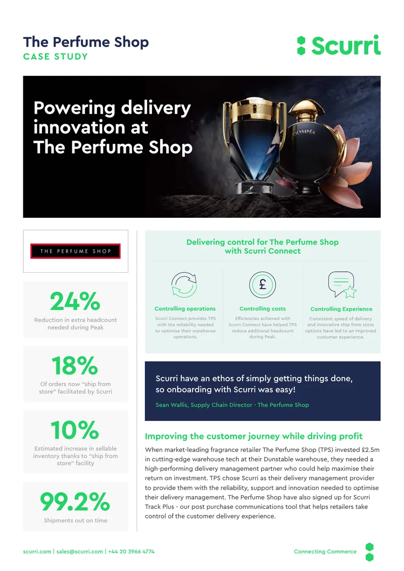 Delivery Management Case Study for The Perfume Shop
