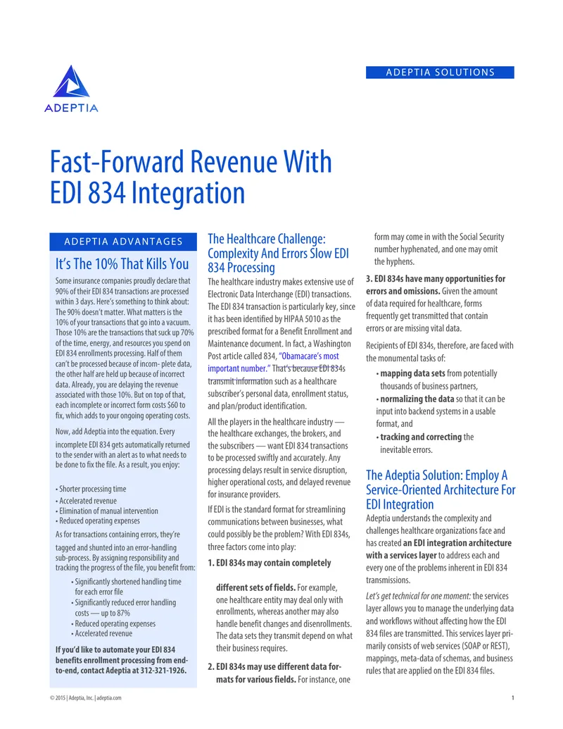 EDI 834 Integration and Automation Solutions
