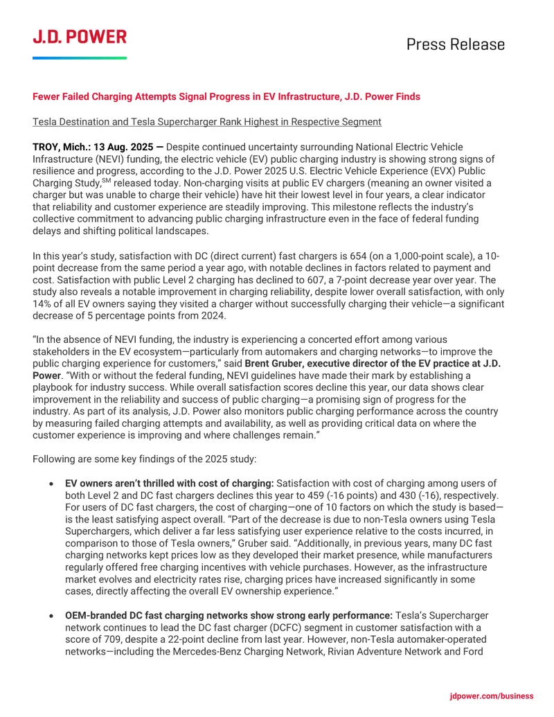 2025 U.S. Electric Vehicle Experience Public Charging Study