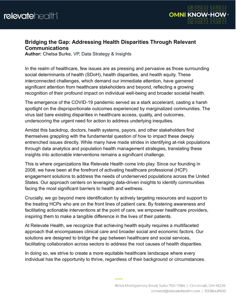 Addressing Health Disparities Through Relevant Communications