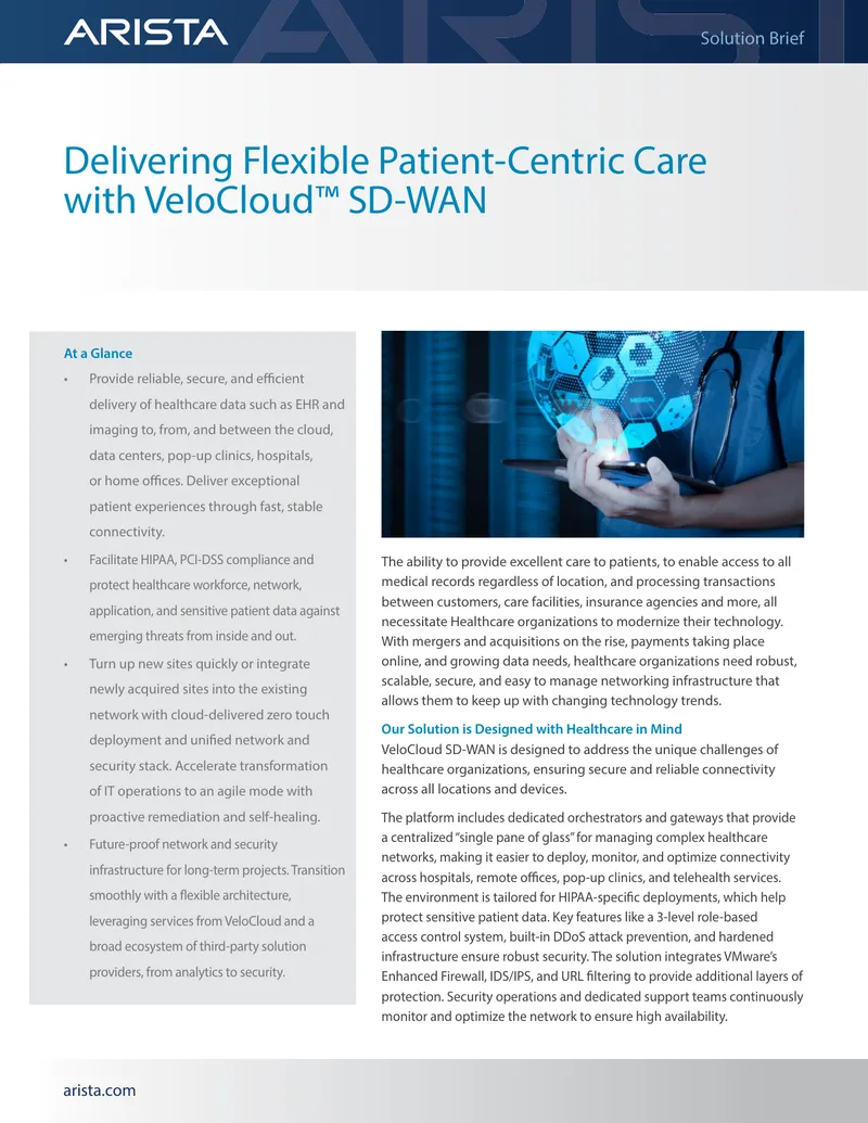 Flexible Patient-Centric Care with VeloCloud SD-WAN