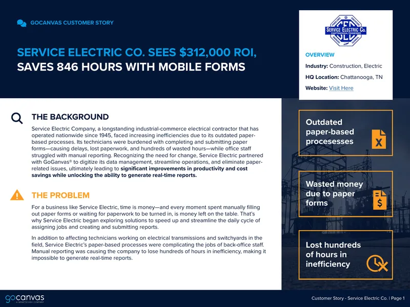 Service Electric Company Mobile Forms Implementation