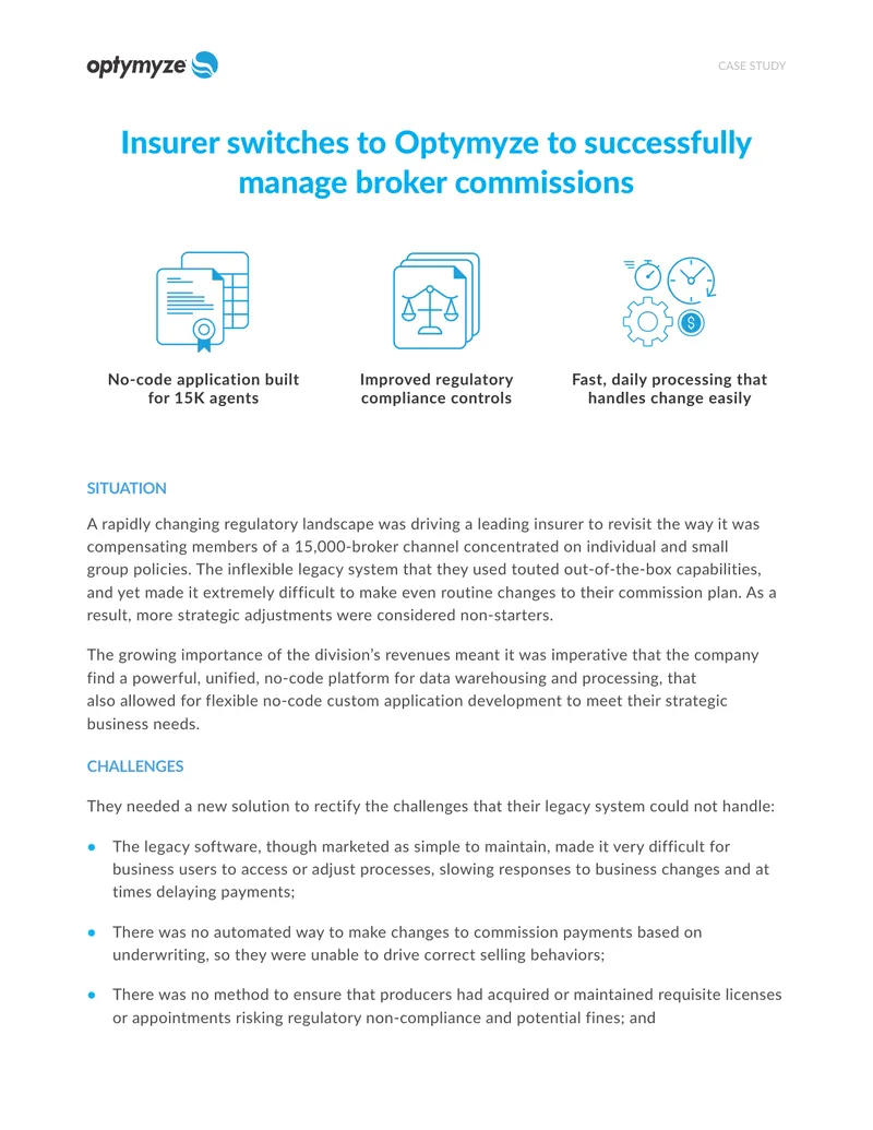Insurer Transitions to No-Code Platform for Broker Commission Management