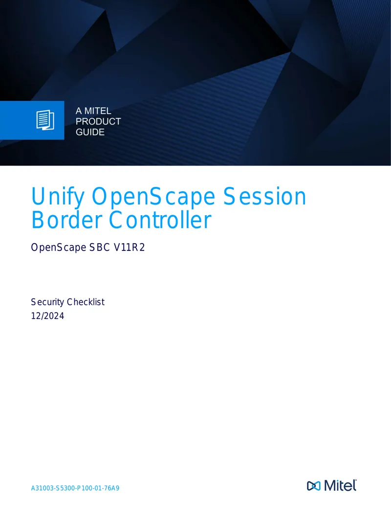 OpenScape SBC V11R2 Security Checklist preview page 1