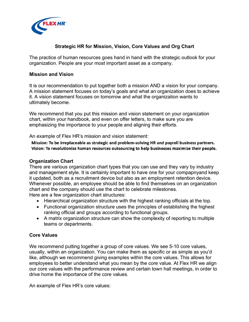 Strategic HR Practices for Mission and Core Values