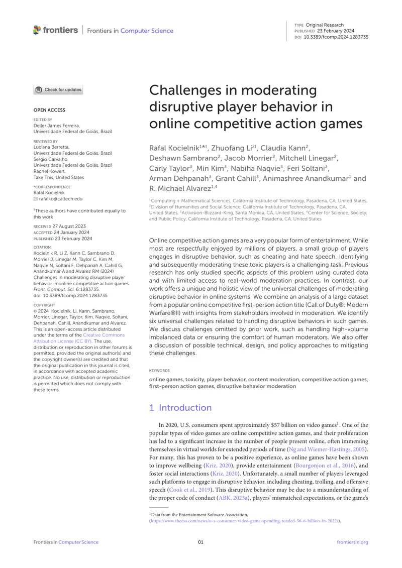 Challenges in Moderating Disruptive Player Behavior