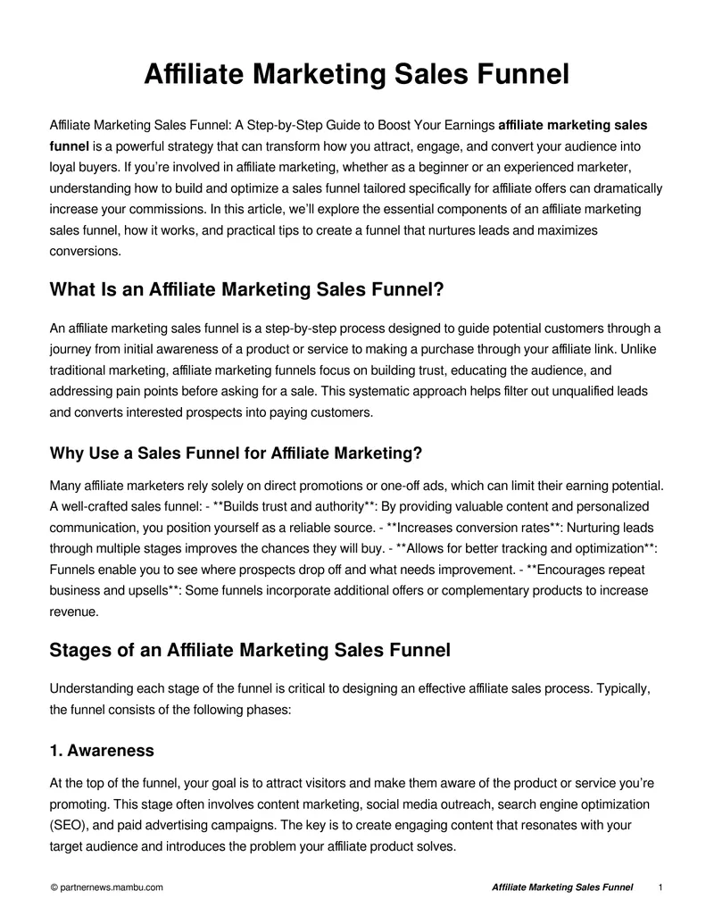 Affiliate Marketing Sales Funnel Guide