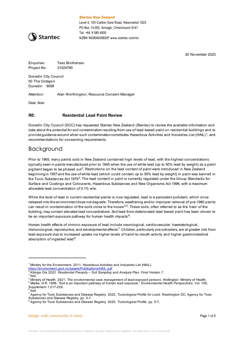 Residential Lead Paint Contamination Review
