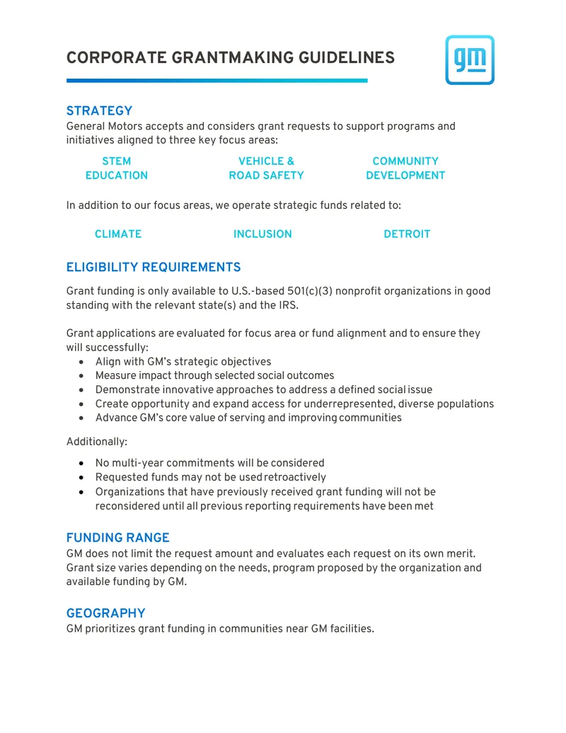 Corporate Grantmaking Guidelines for Nonprofits