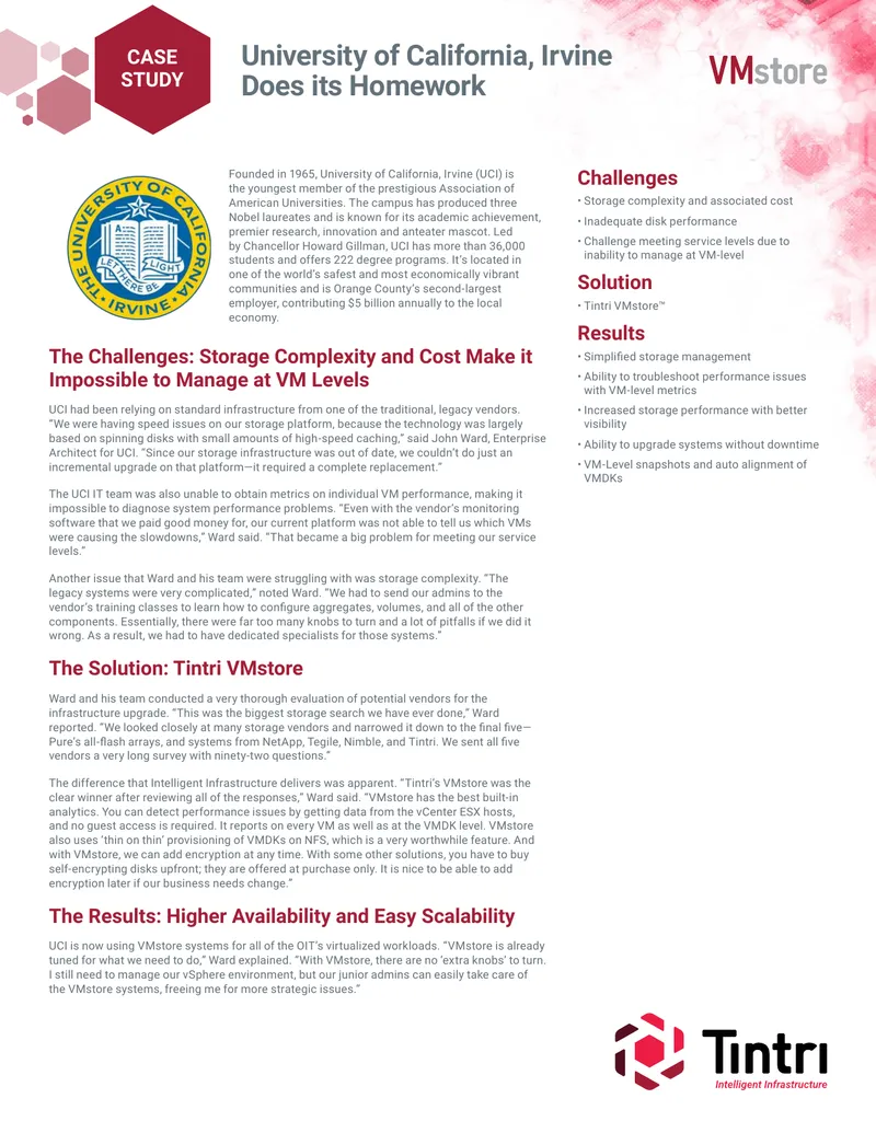 University of California, Irvine Storage Management Case Study