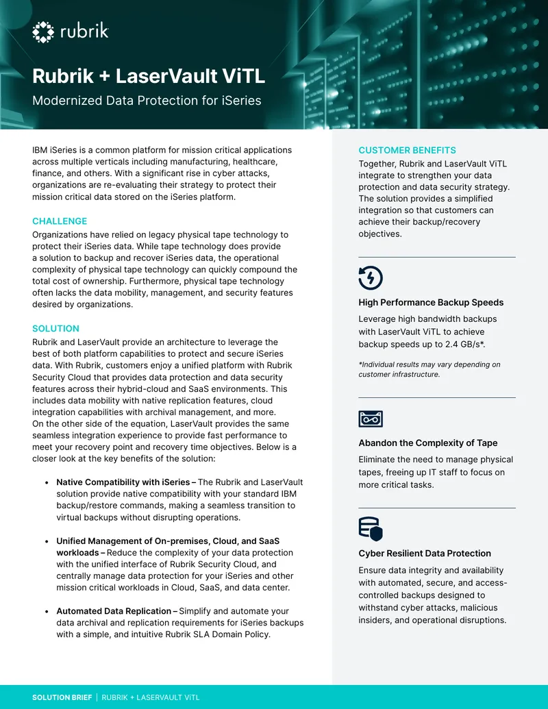 Rubrik and LaserVault ViTL Data Protection Solution
