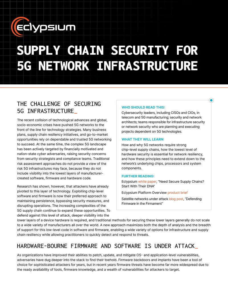Supply Chain Security for 5G Network Infrastructure