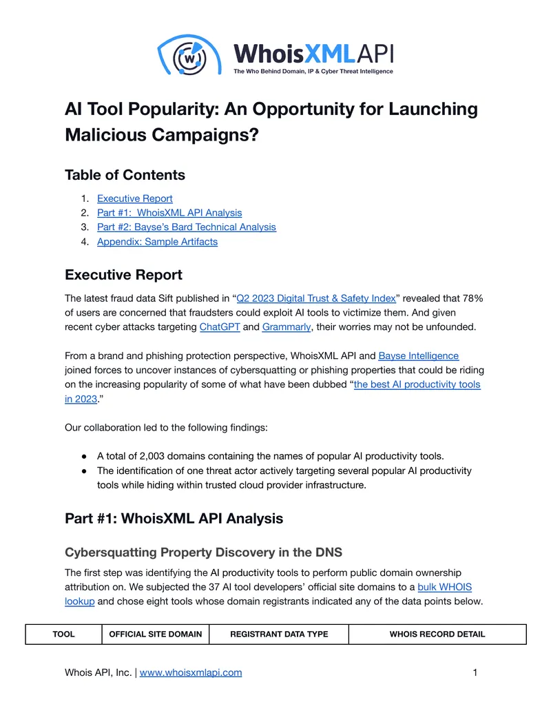 AI Tools and Cybersecurity Threat Analysis Report