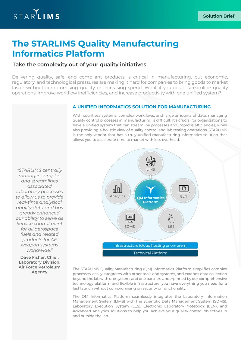 STARLIMS Quality Manufacturing Informatics Platform Overview
