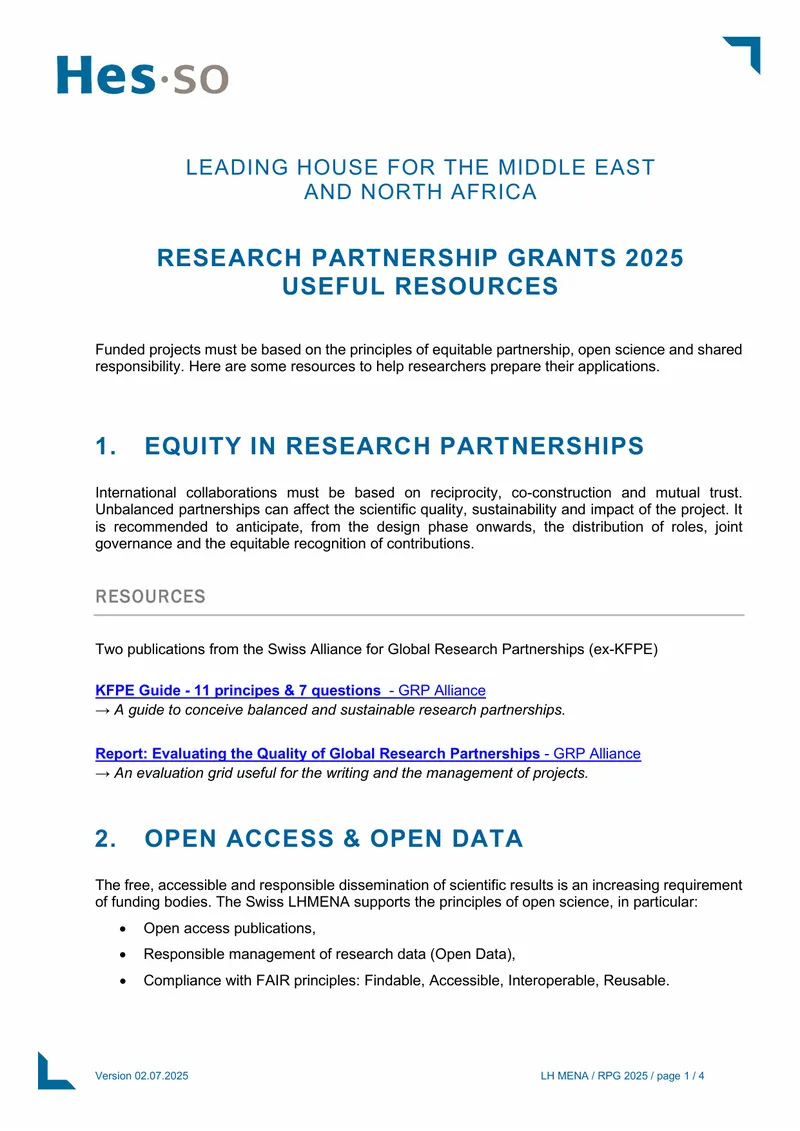 Research Partnership Grants 2025 Resources