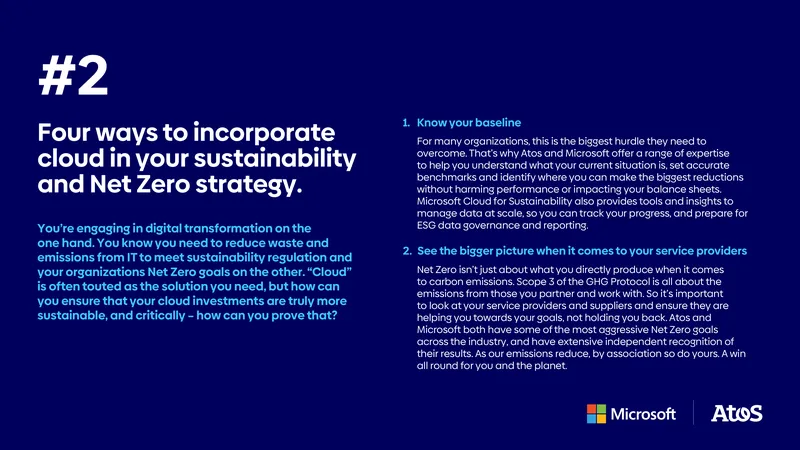 Incorporating Cloud in Sustainability Strategies