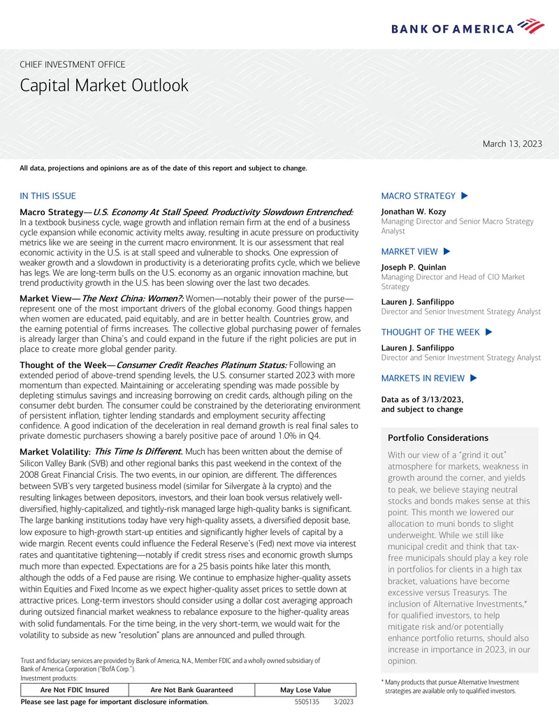 Capital Market Outlook March 2023 Analysis