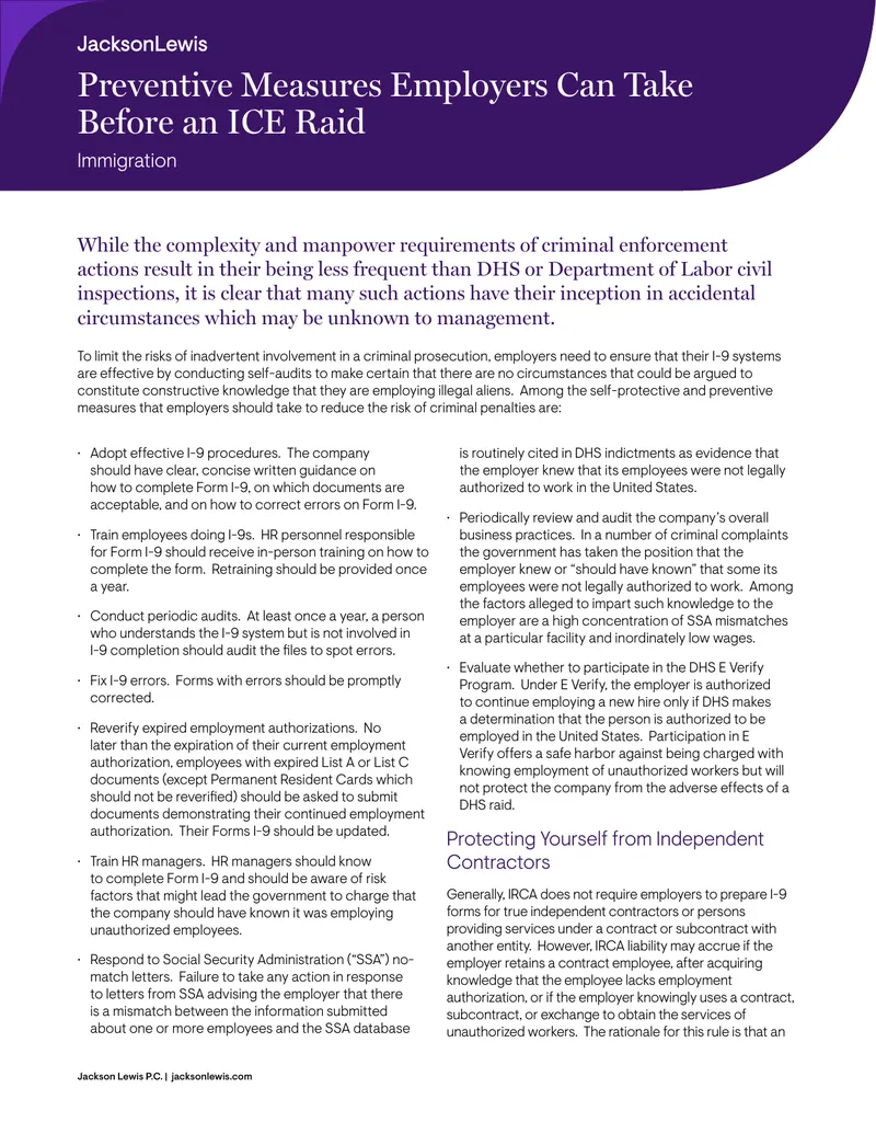 Preventive Measures for Employers Before ICE Raids
