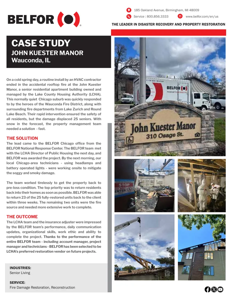 Fire Damage Restoration Case Study at John Kuester Manor
