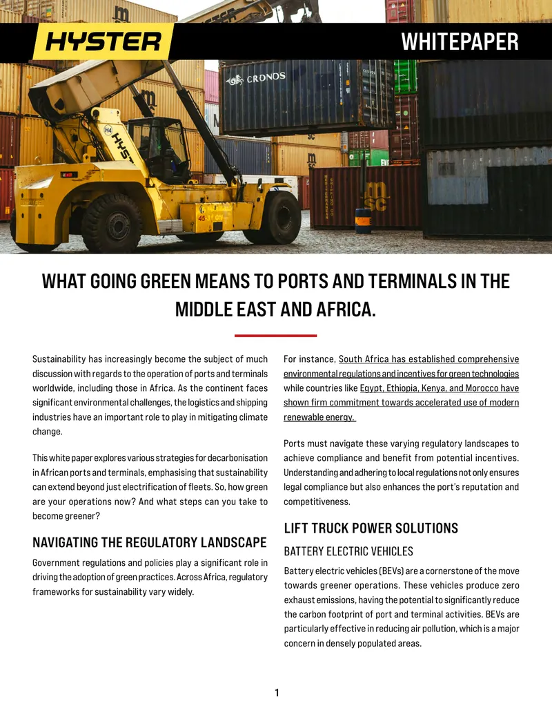 Sustainability Strategies for African Ports and Terminals