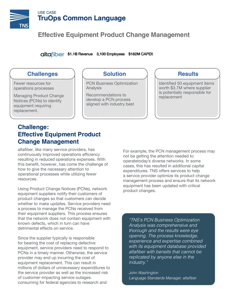 Effective Equipment Product Change Management Process