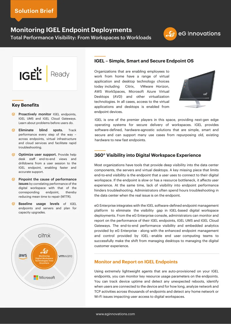 Monitoring IGEL Endpoint Deployments Solution Brief