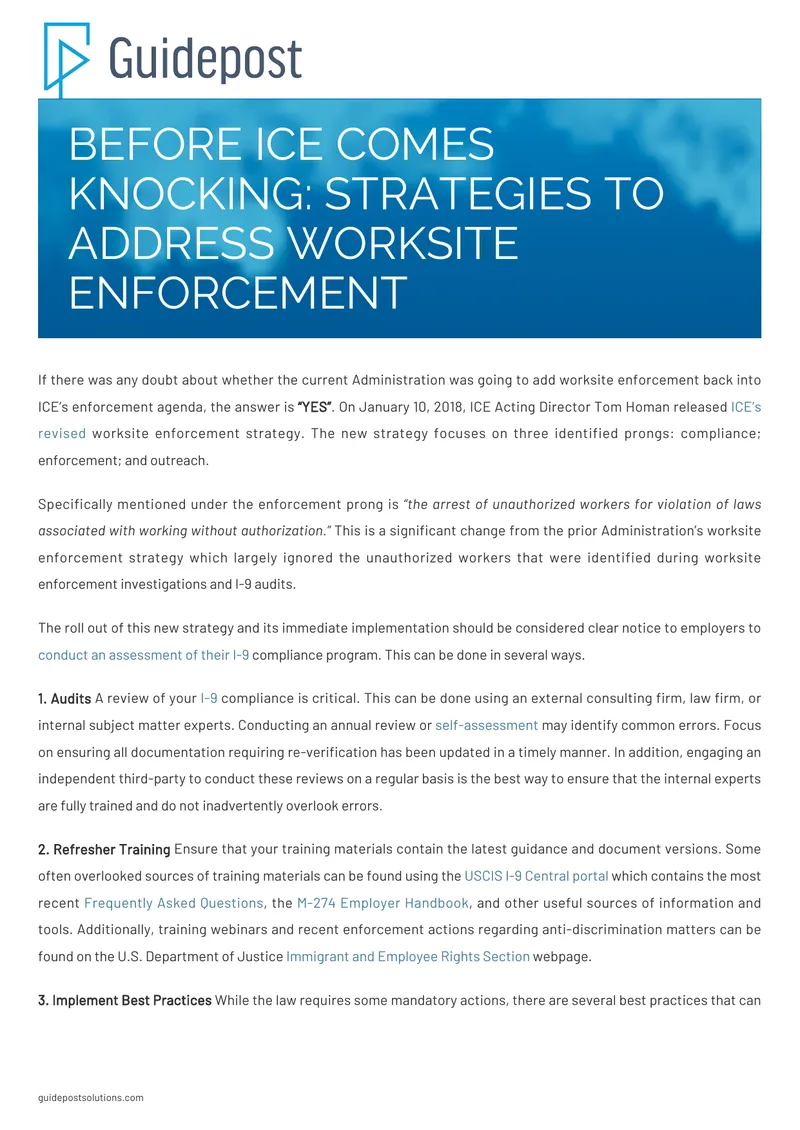 Strategies to Address Worksite Enforcement