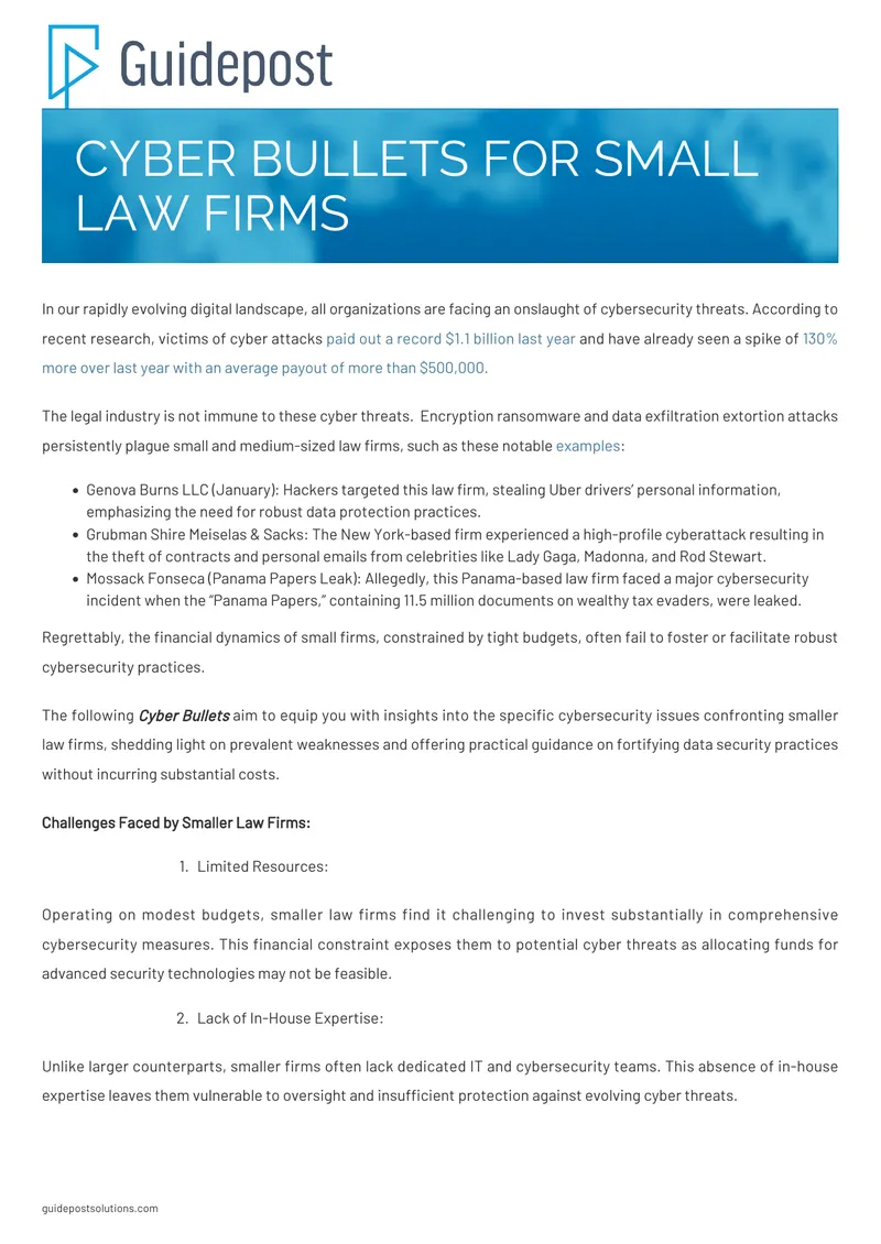Cybersecurity Challenges for Small Law Firms preview page 1