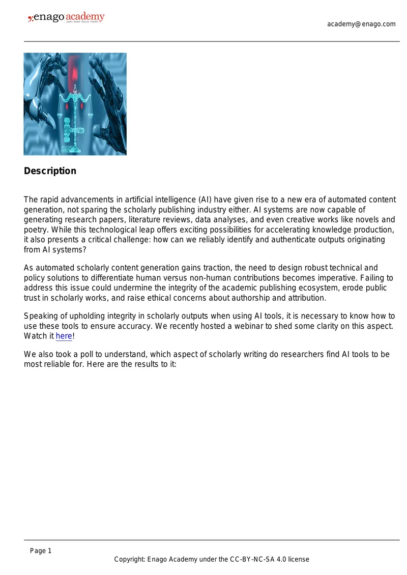 Ensuring Authenticity in AI-Generated Scholarly Content