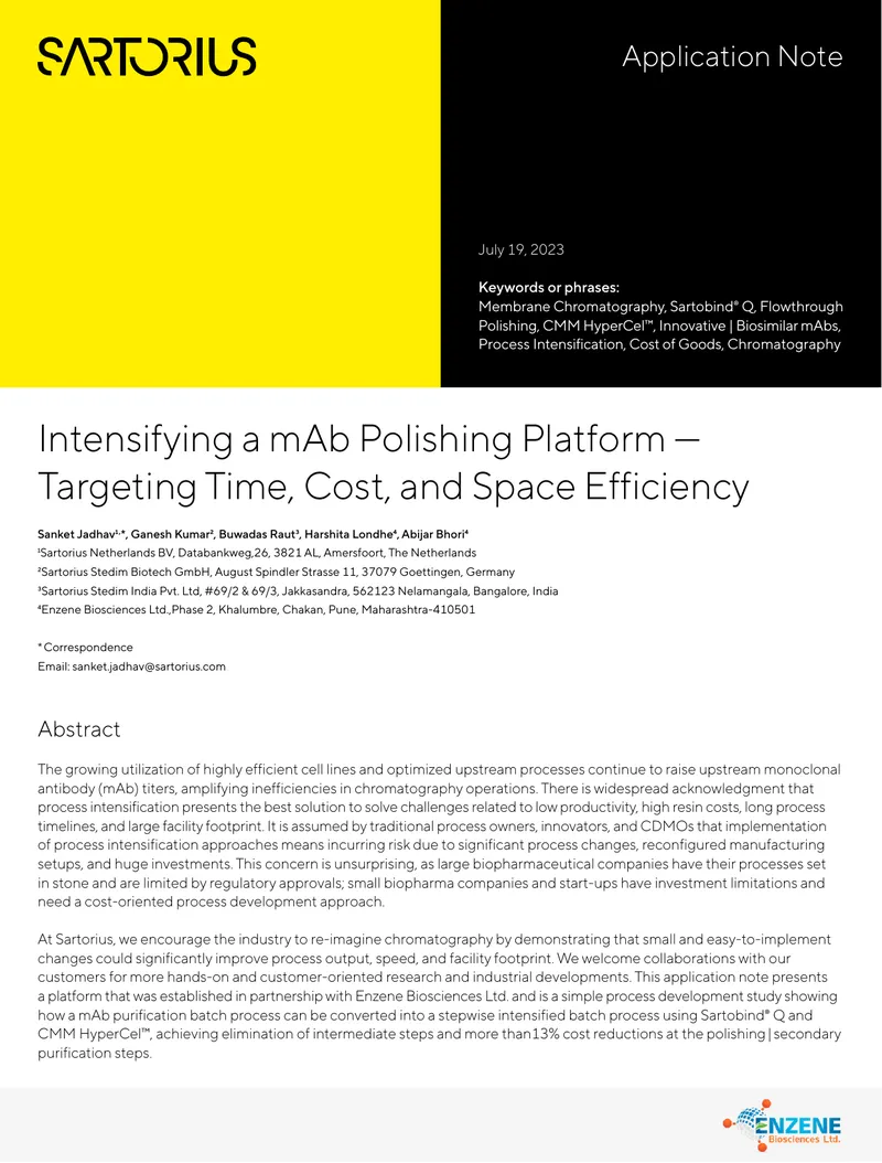 Application Note on mAb Polishing Platform Intensification