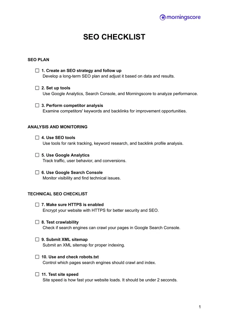 SEO Checklist for Website Optimization