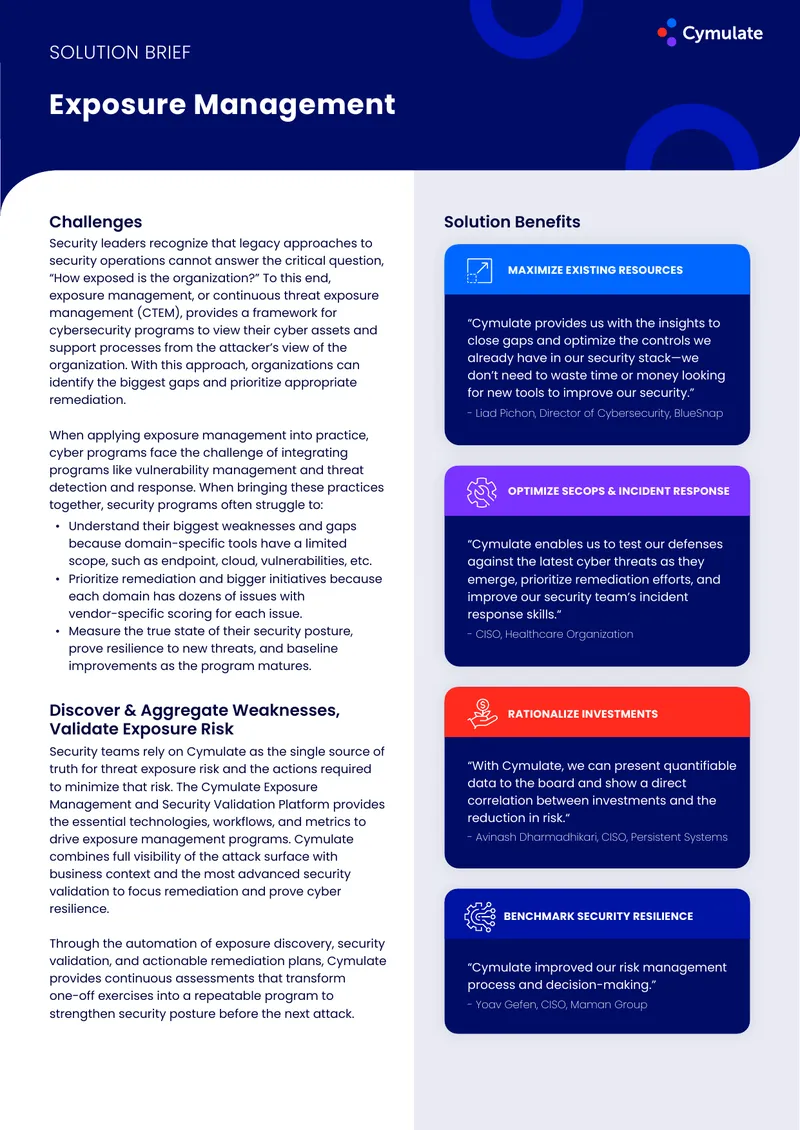 Cymulate Exposure Management and Security Validation Platform