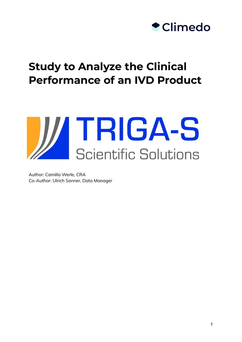 Clinical Performance Evaluation of an IVD Product