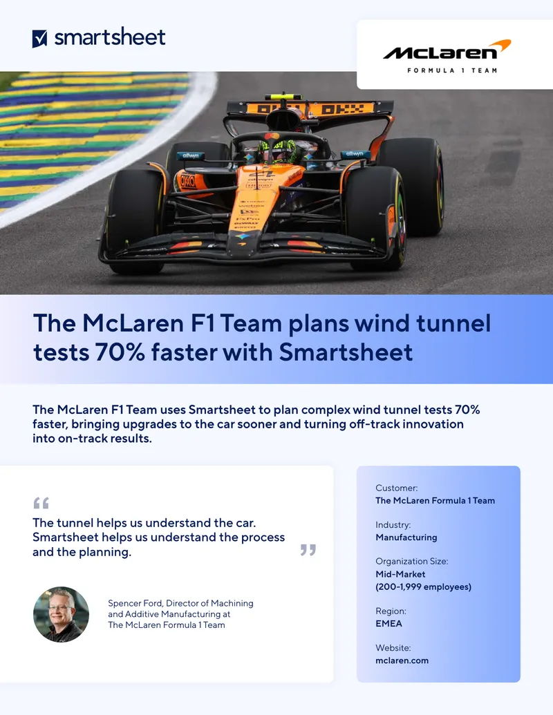 McLaren Formula 1 Team Wind Tunnel Test Coordination