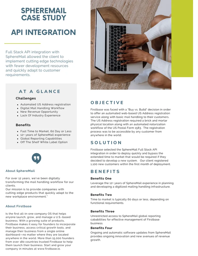 Firstbase SphereMail API Integration Case Study