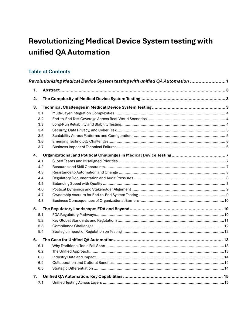 Unified QA Automation in Medical Device Testing