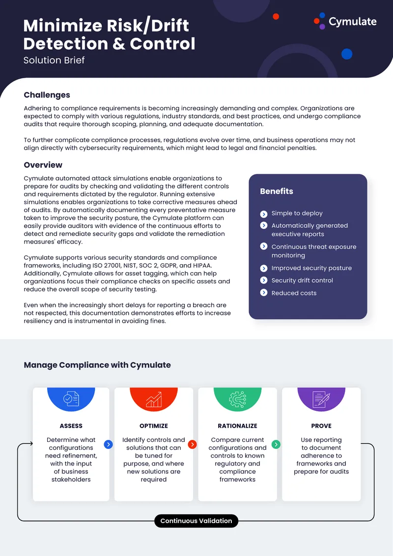 Manage Compliance with Cymulate Solution Brief