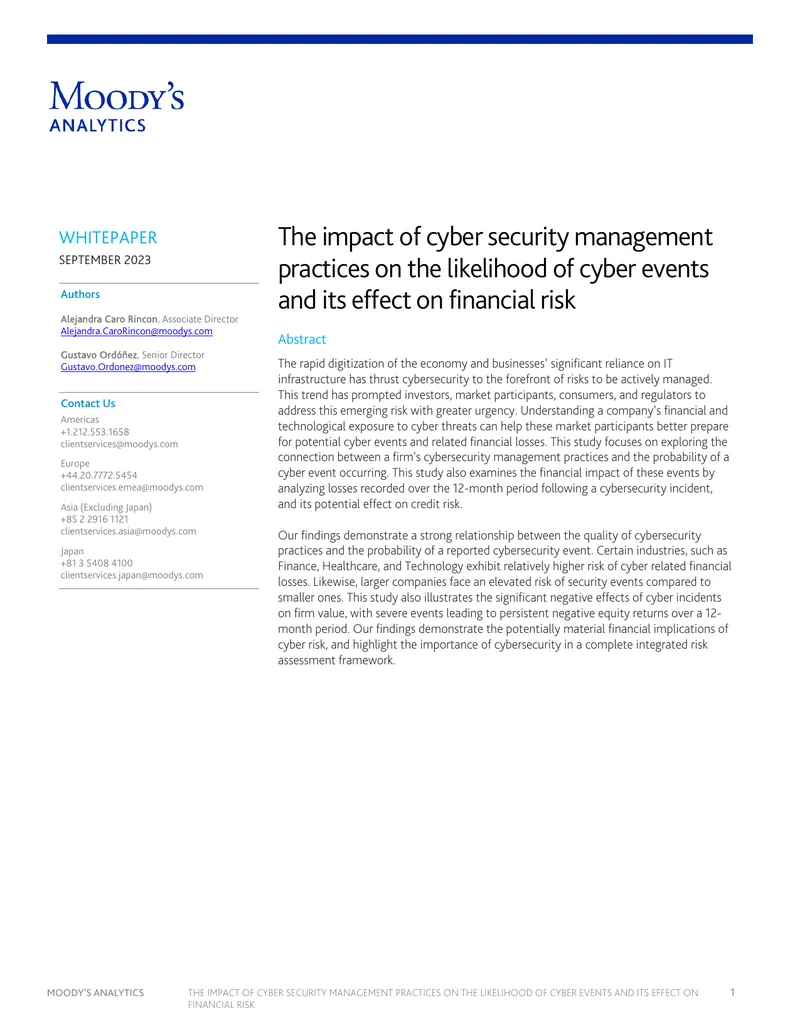 Impact of Cyber Security Management on Financial Risk
